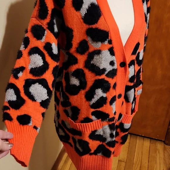 Torrid Neon Animal Print Cardigan Sweater Size 12/14 New Without Tags - Picture 9 of 11